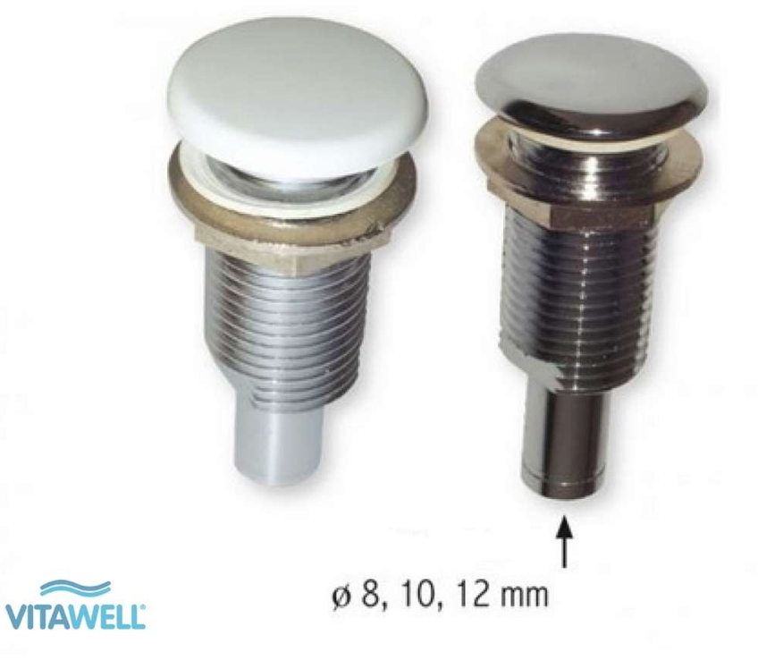 Komplette Luftdüse mit 0 Loch Sichtteil aus Messing mit Sichtteil in weiß, Airjet Brass 0 holes